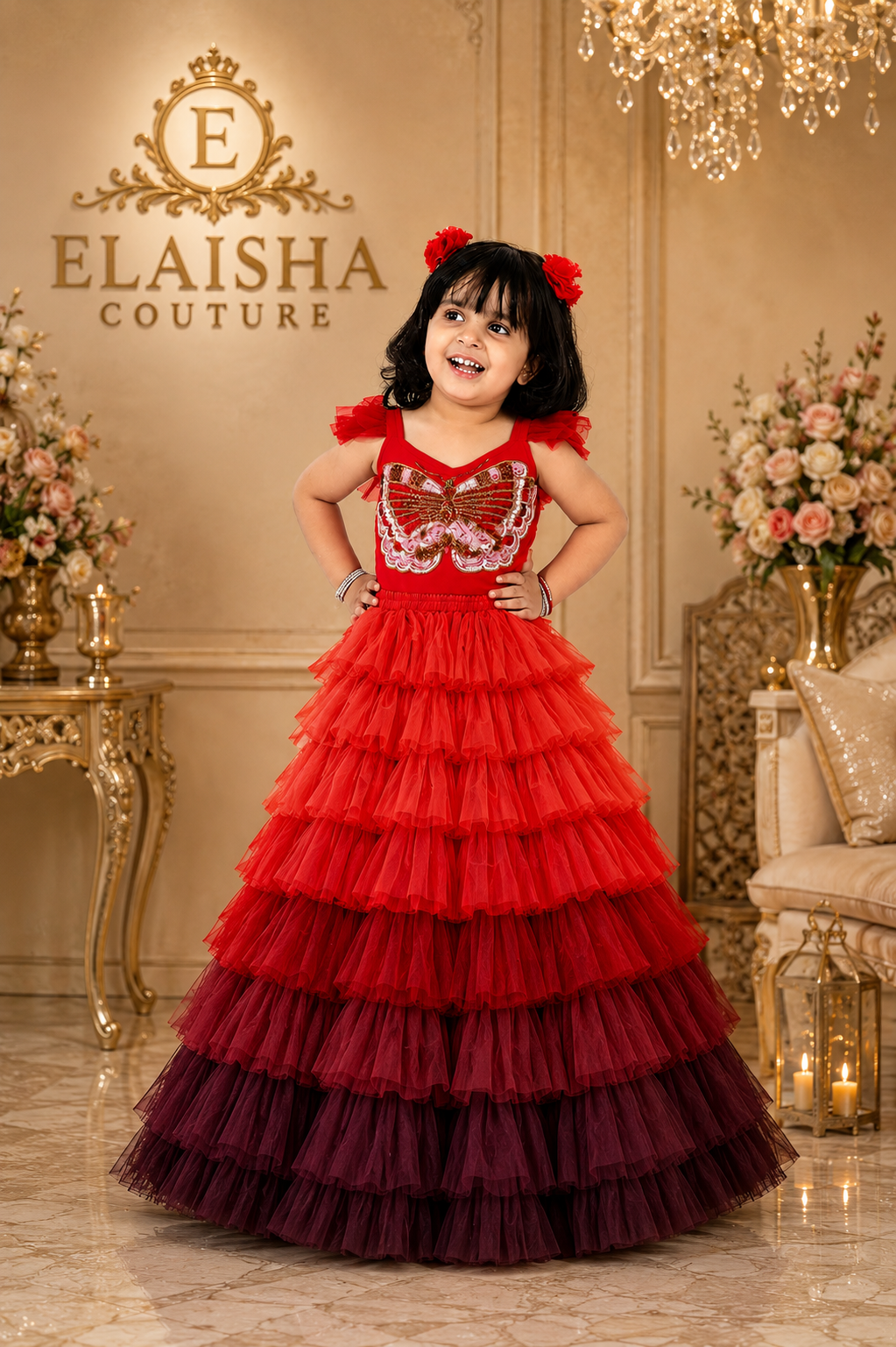 Elaisha Woven Sleeveless Placement Embroidered Top With Lehenga Set - Limegreen & Blue