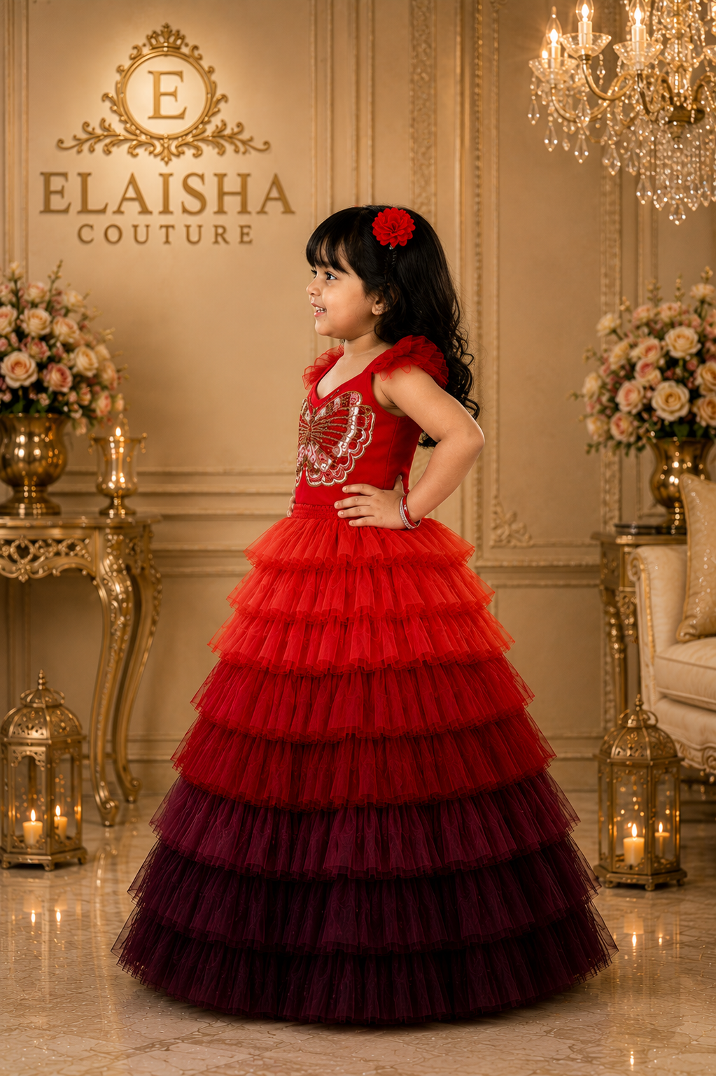 Elaisha Woven Sleeveless Placement Embroidered Top With Lehenga Set - Limegreen & Blue