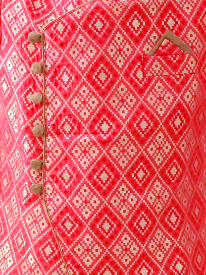 Elaisha Fullsleeves Embellished kurta with Dhoti - Red & Orange