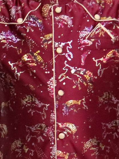 Elaisha Boys Woven Satin Printed Kurta & Pajama Set -Maroon